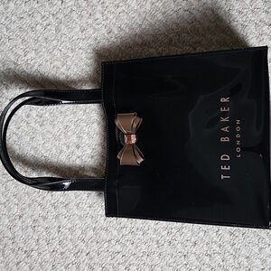 Ted Baker Glossy Black Tote with Gold Bow